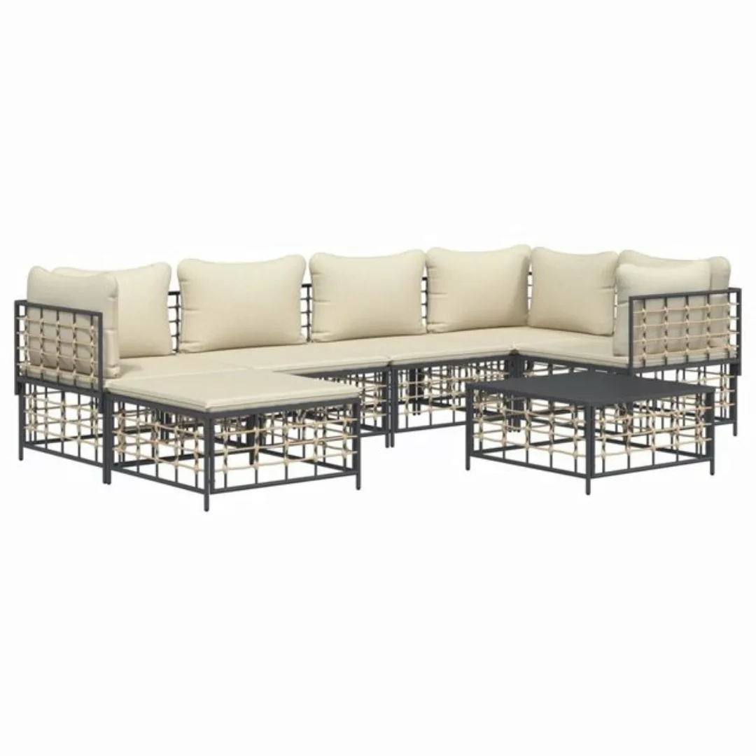 Vidaxl 7-tlg. Garten-lounge-set Mit Kissen Anthrazit Poly Rattan günstig online kaufen