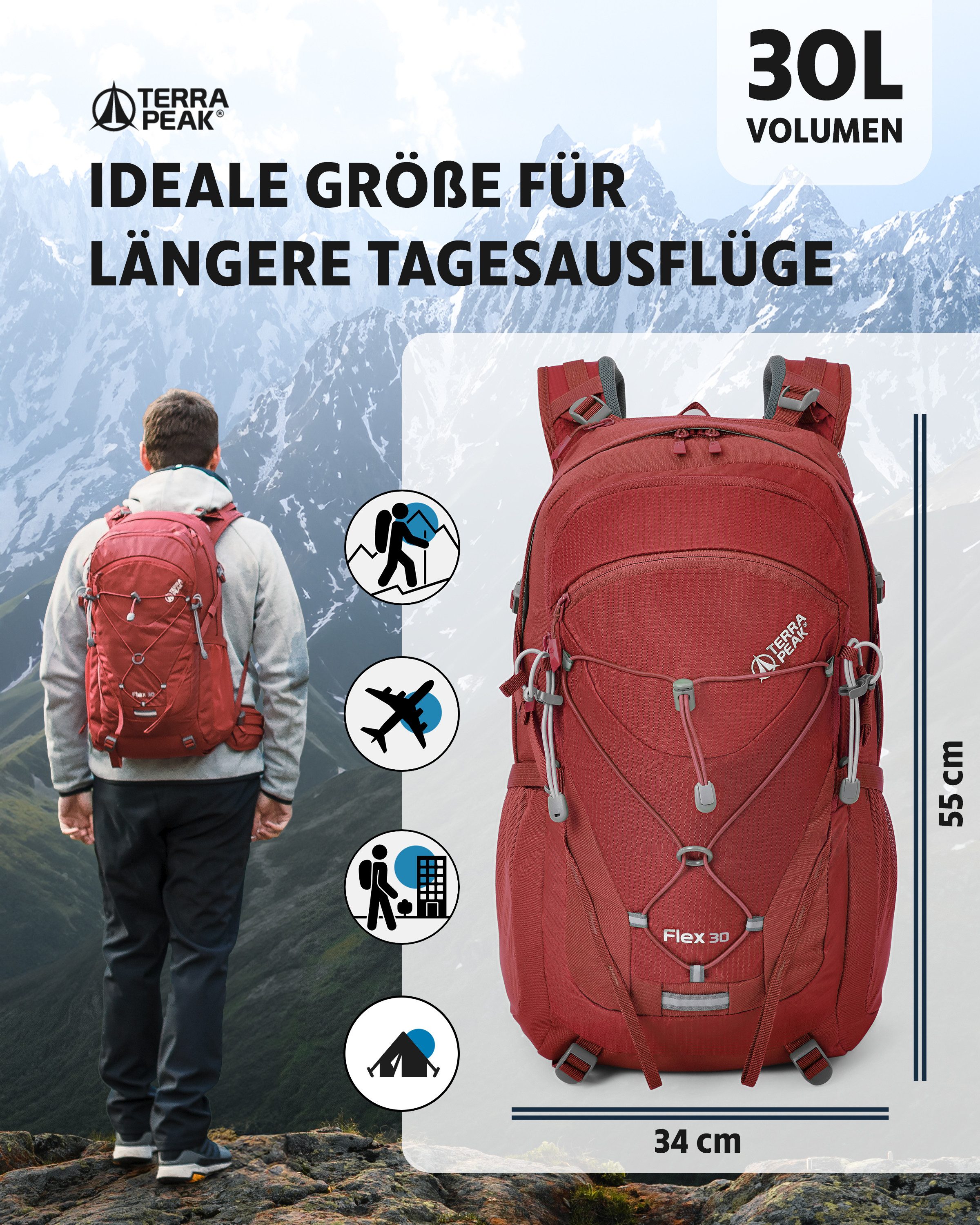 Terra Peak Wanderrucksack Flex 30, 30L günstig online kaufen