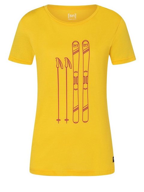 SUPER.NATURAL Print-Shirt Merino T-Shirt W SKIING TEE bequemer Merino-Mater günstig online kaufen