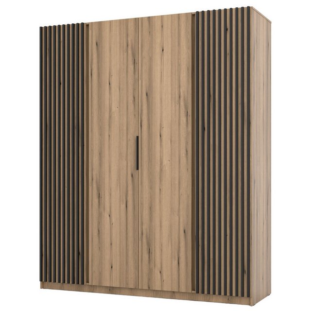 Selsey Kleiderschrank KAJA 4-türig mit Soft-Close, Kleiderstange und 11 Reg günstig online kaufen