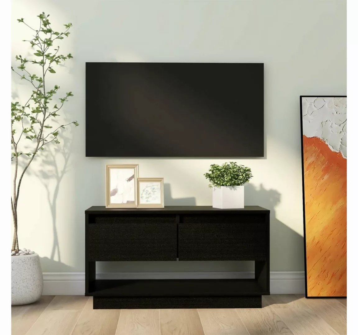 vidaXL TV-Schrank TV-Schrank Schwarz 74x34x40 cm Massivholz Kiefer Lowboard günstig online kaufen