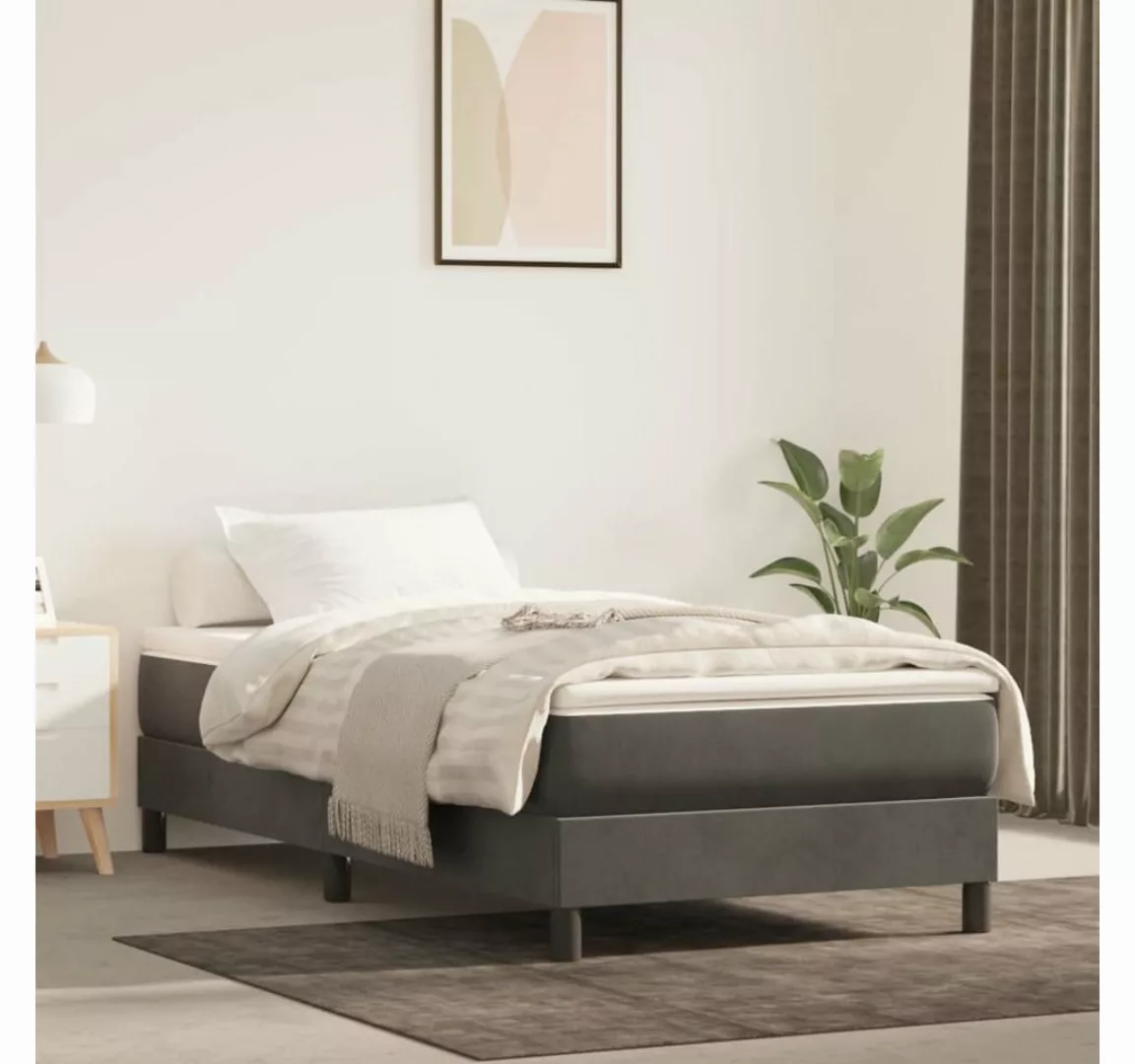 furnicato Bett Boxspringbett mit Matratze Dunkelgrau 100x200 cm Samt günstig online kaufen