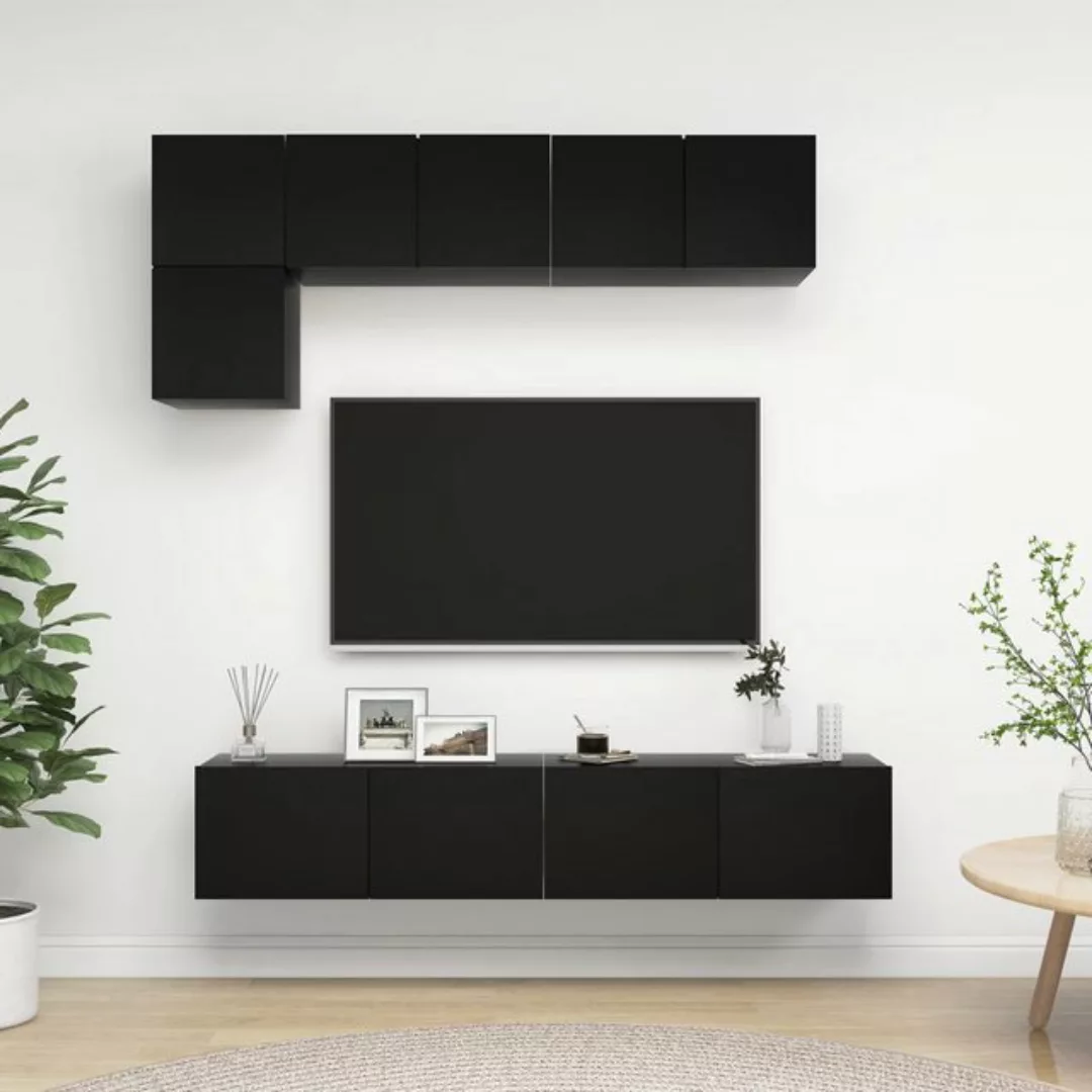 vidaXL TV-Schrank 5-tlg TV-Schrank-Set Schwarz Spanplatte günstig online kaufen