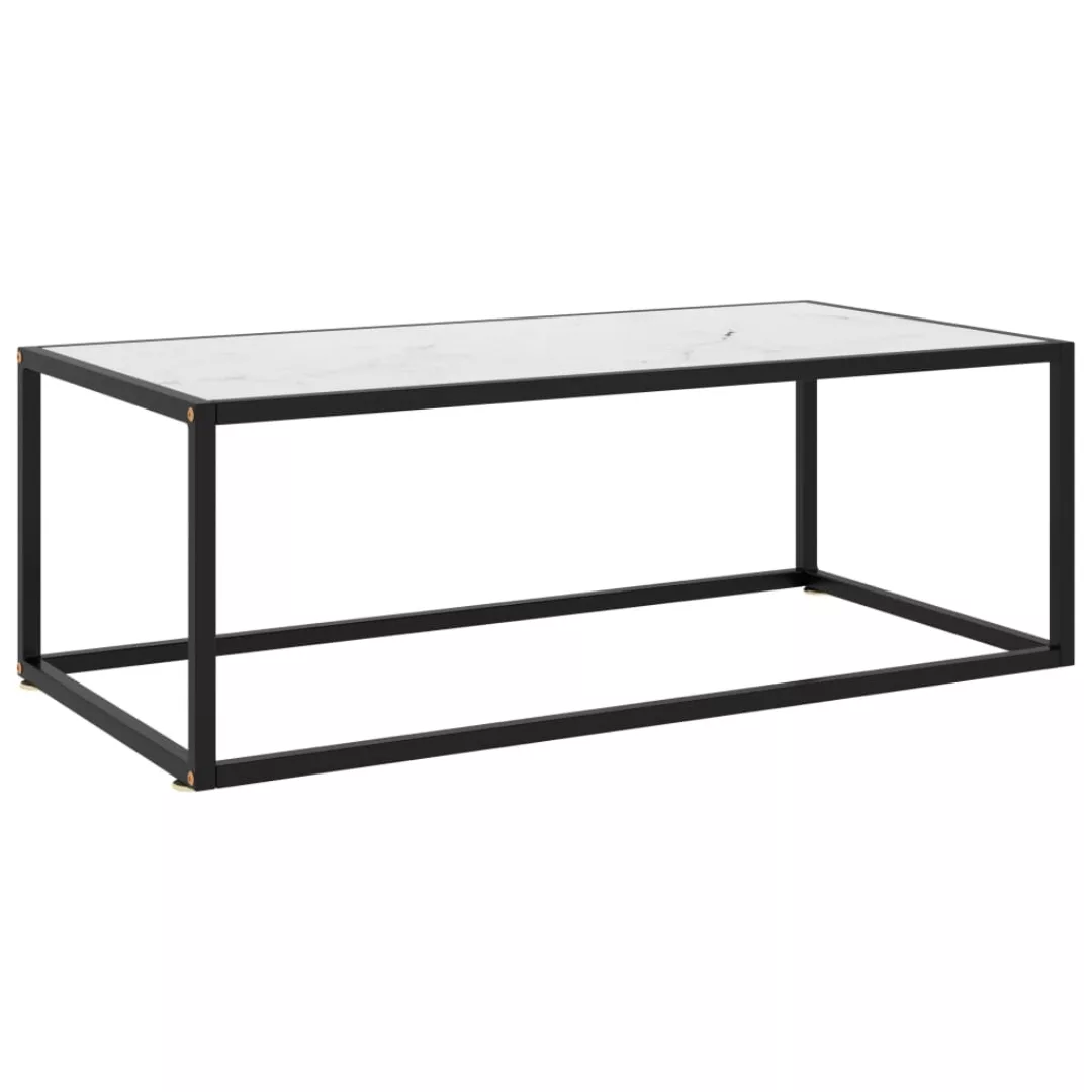 Beistelltisch Schwarz Mit Weißer Marmor-optik Glas 100x50x35 Cm günstig online kaufen