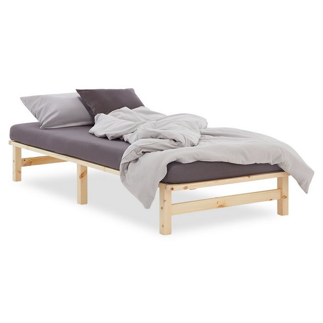 Homestyle4u Holzbett 90/100/140x200 Palettenbett Massivholzbett Futonbett N günstig online kaufen