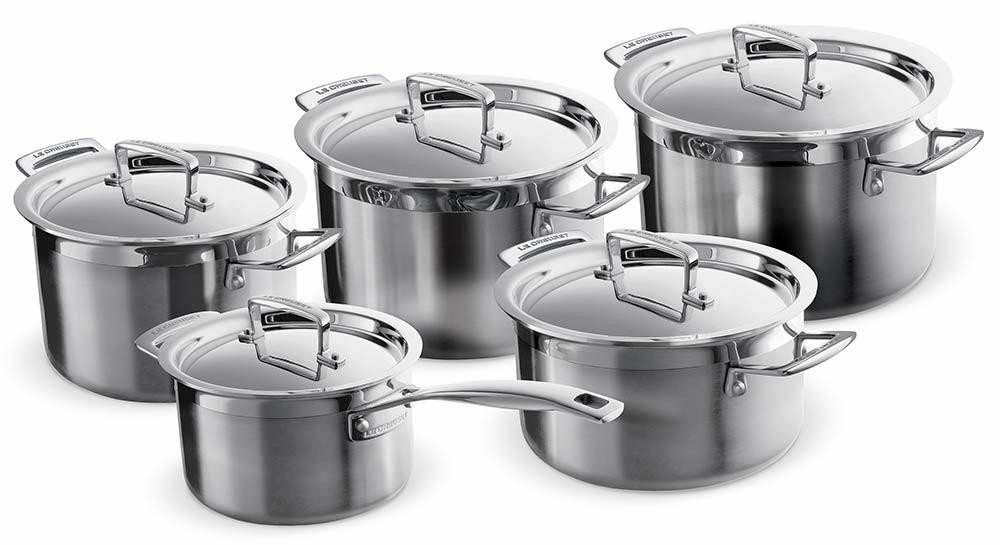 Le Creuset 3-Ply Profi-Topfset 5-teilig Edelstahl günstig online kaufen