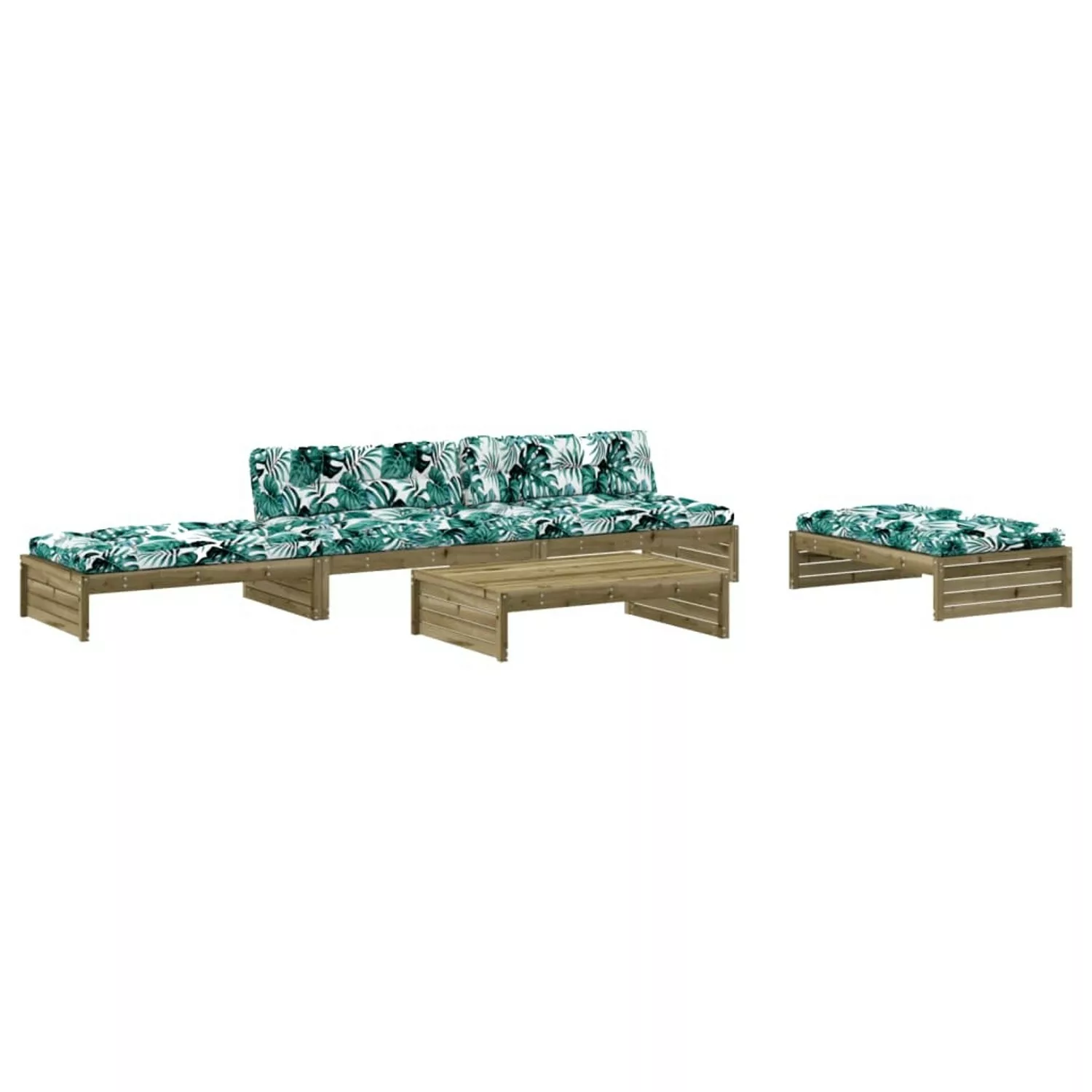 vidaXL 5-tlg Garten-Lounge-Set mit Kissen Imprägniertes Kiefernholz Modell günstig online kaufen