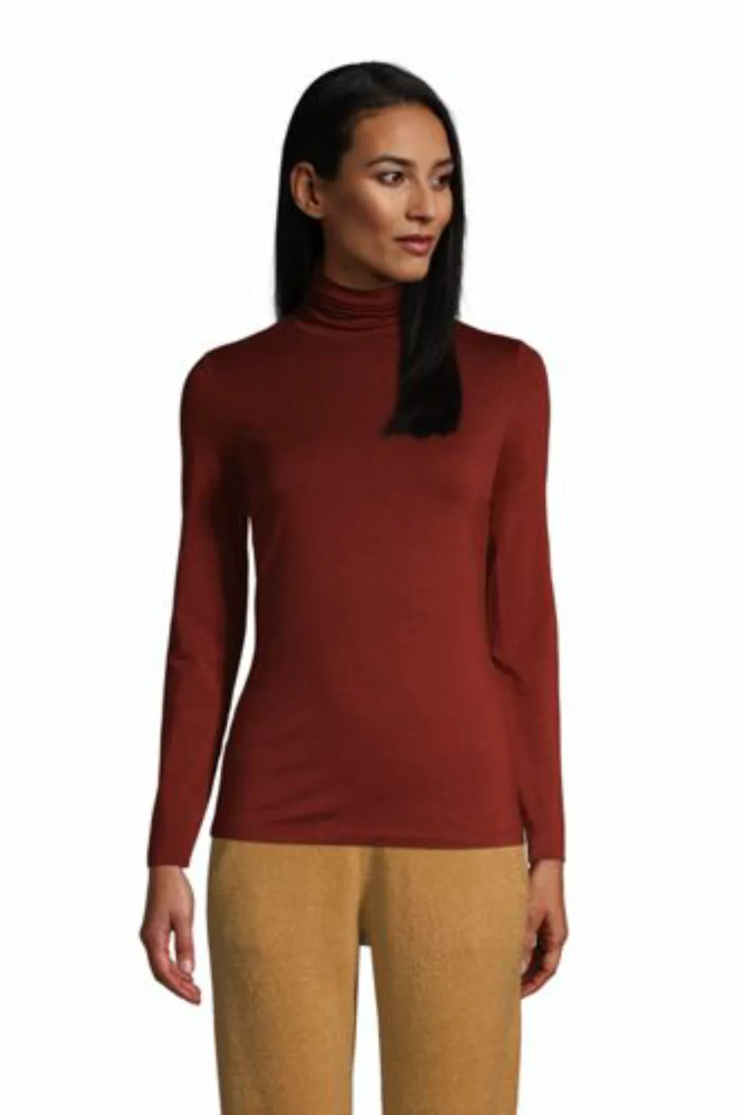 Rollkragenshirt aus Baumwoll/Modalmix, Damen, Größe: 48-50 Normal, Rot, by günstig online kaufen
