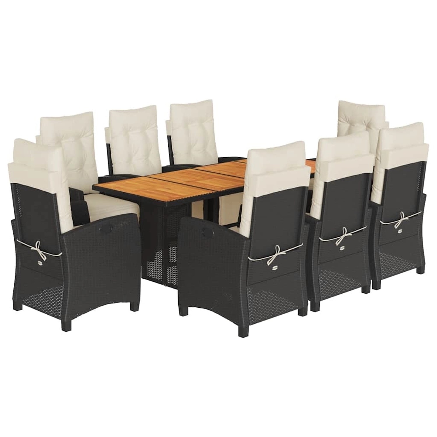 vidaXL 9-Tlg Garten-Essgruppe mit Kissen Schwarz Poly Rattan 3212935 günstig online kaufen
