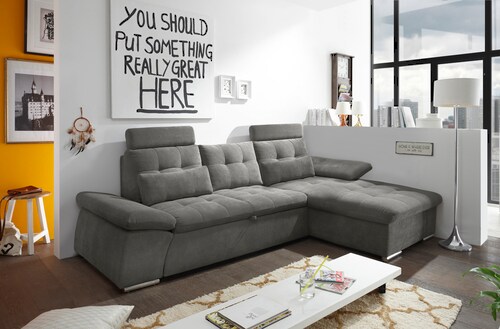ED EXCITING DESIGN Ecksofa "Nalo L-Form", mit Bettfunktion, Armteilverstell günstig online kaufen