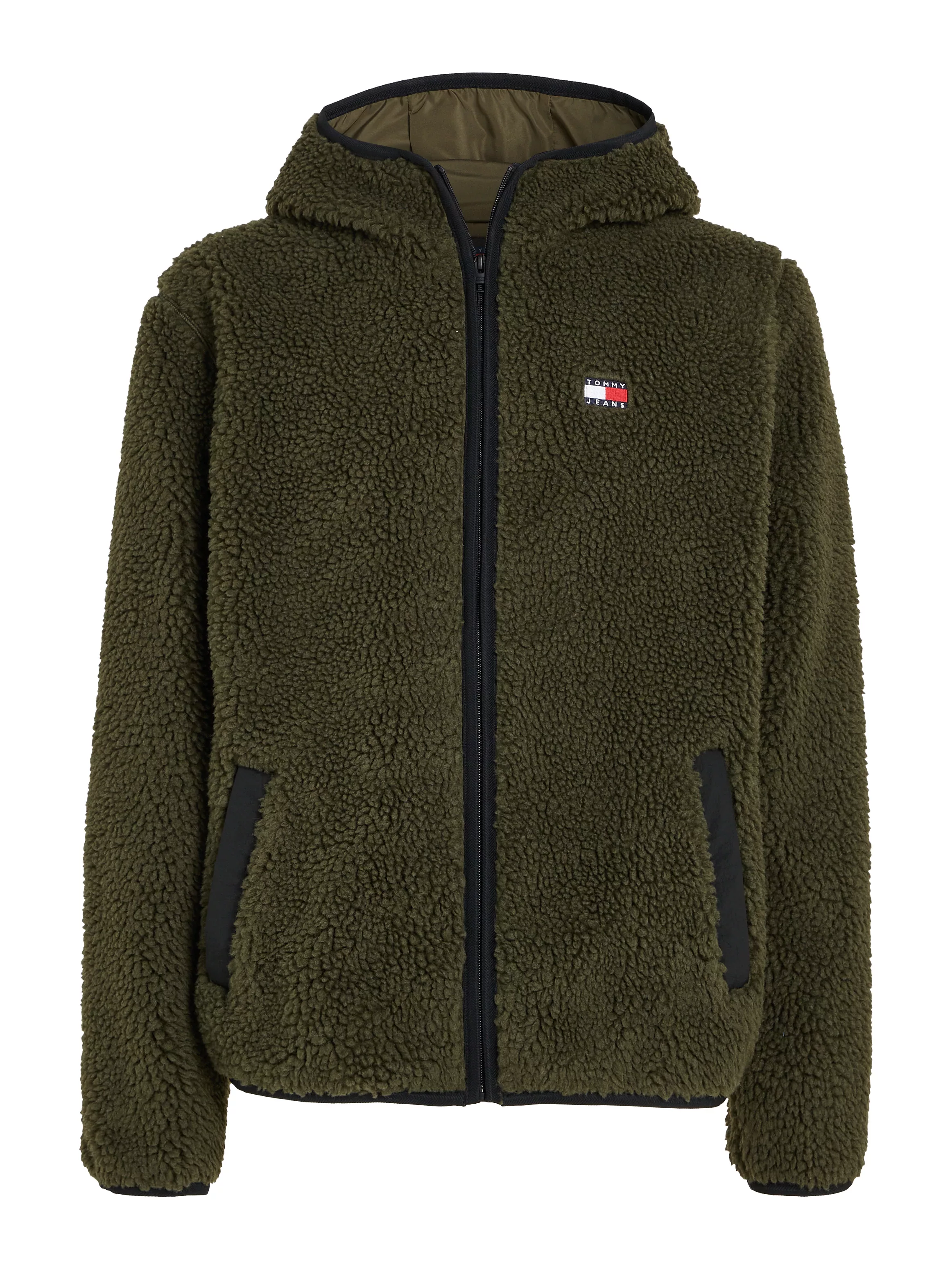 Tommy Jeans Plüschjacke "TJM REG BADGE TEDDY ZIP TRU EXT", mit Kapuze, mit günstig online kaufen