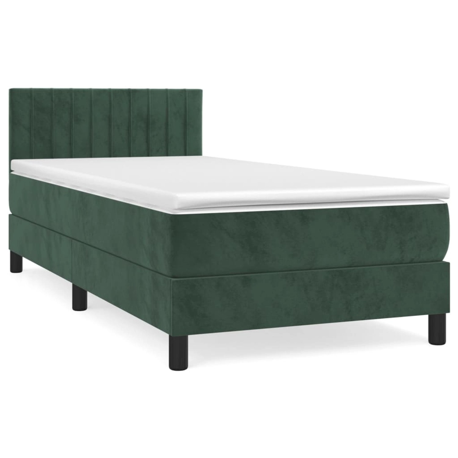 vidaXL Boxspringbett mit Matratze Dunkelgrün 90x190 cm Samt1537772 günstig online kaufen