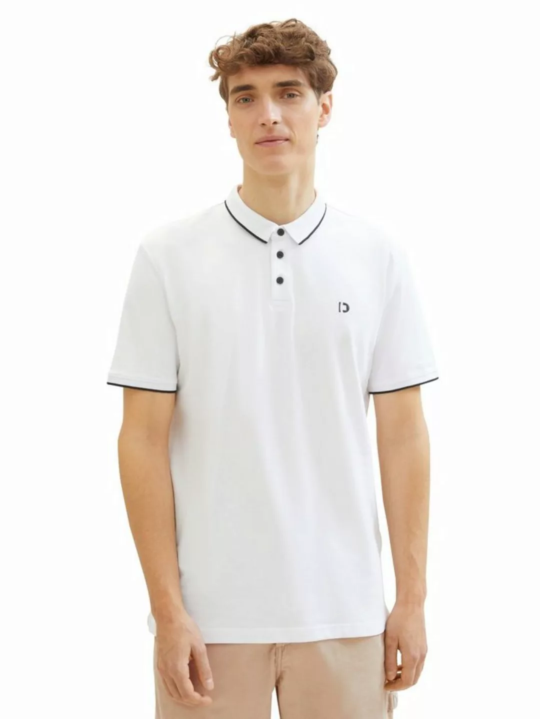 TOM TAILOR Denim Poloshirt mit Logoprint und aus Stretch günstig online kaufen