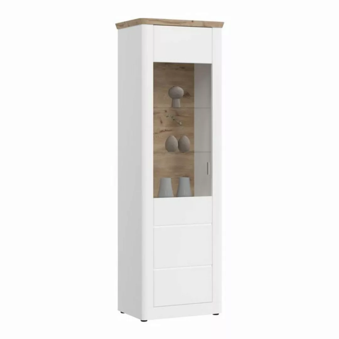 ebuy24 Vitrine Michigan Vitrinenschrank 1 Tür matt weiß,Eiche dek günstig online kaufen