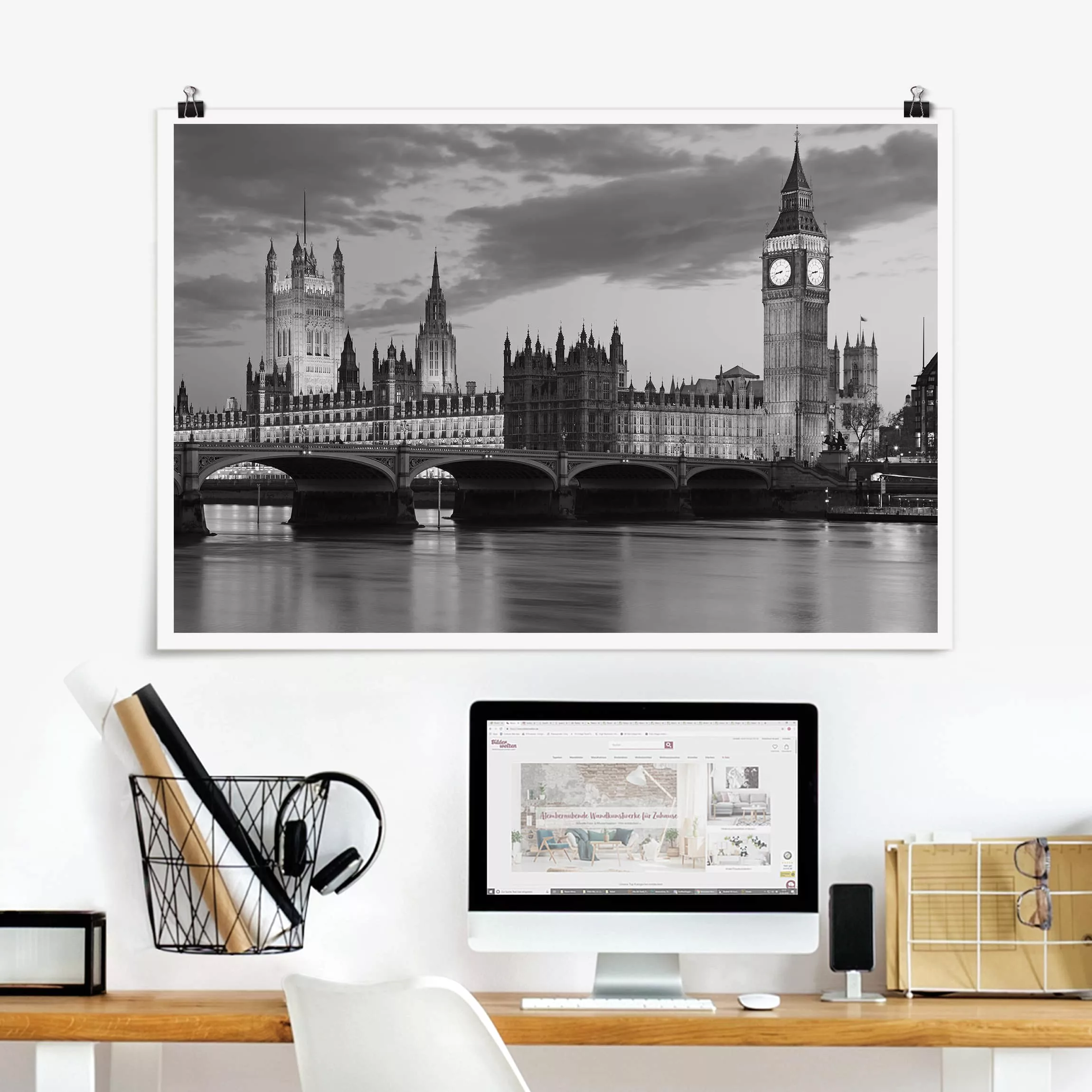Poster Architektur & Skyline - Querformat London bei Nacht II günstig online kaufen