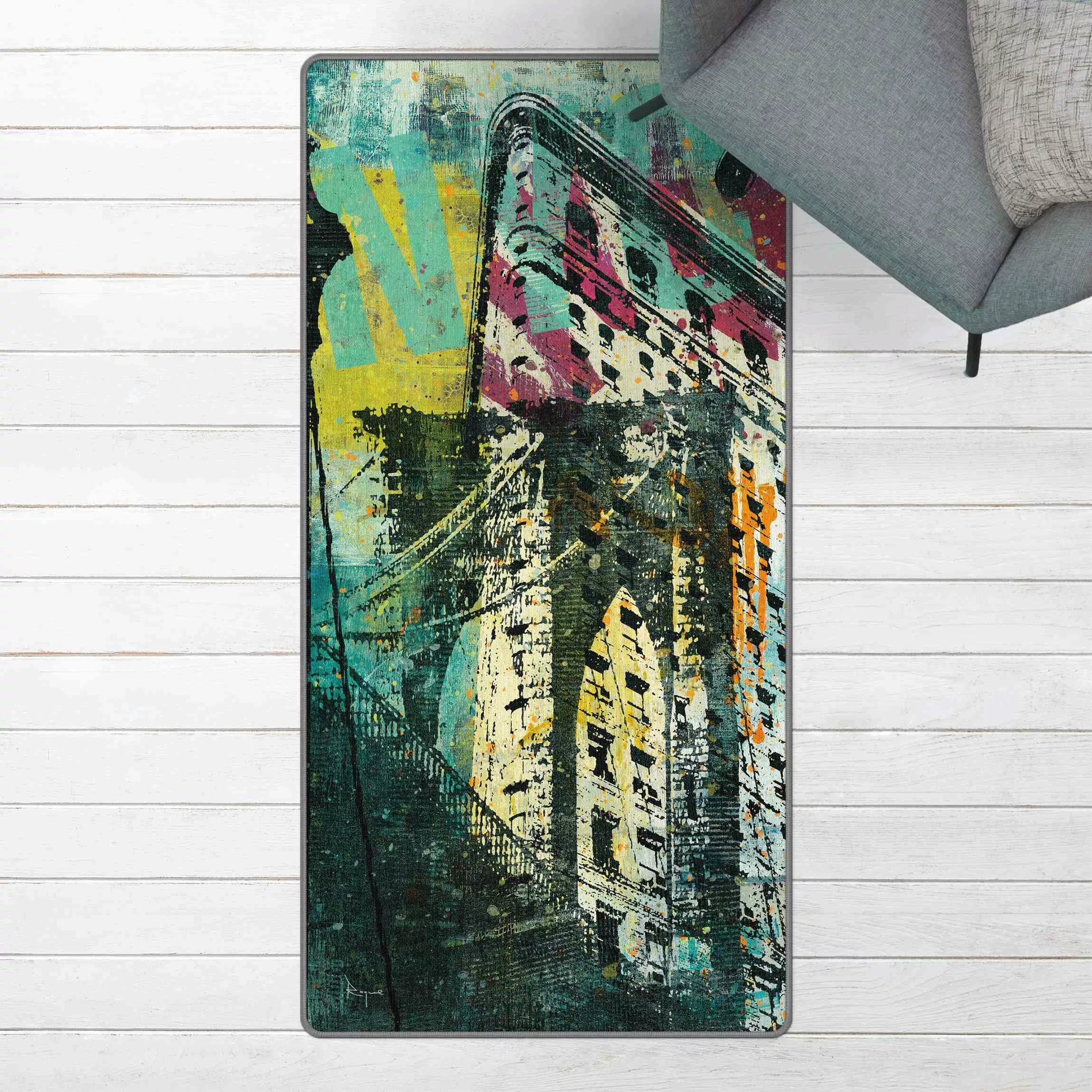 Teppich NY Graffiti Iron Flat Building günstig online kaufen