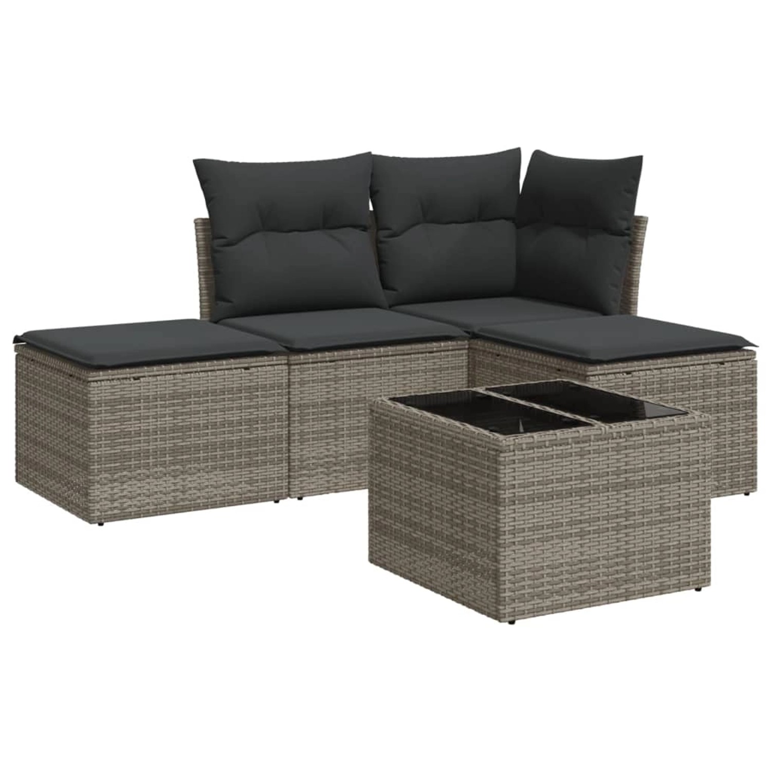 vidaXL 5-tlg Garten-Sofagarnitur mit Kissen Grau Poly Rattan Modell 26 günstig online kaufen