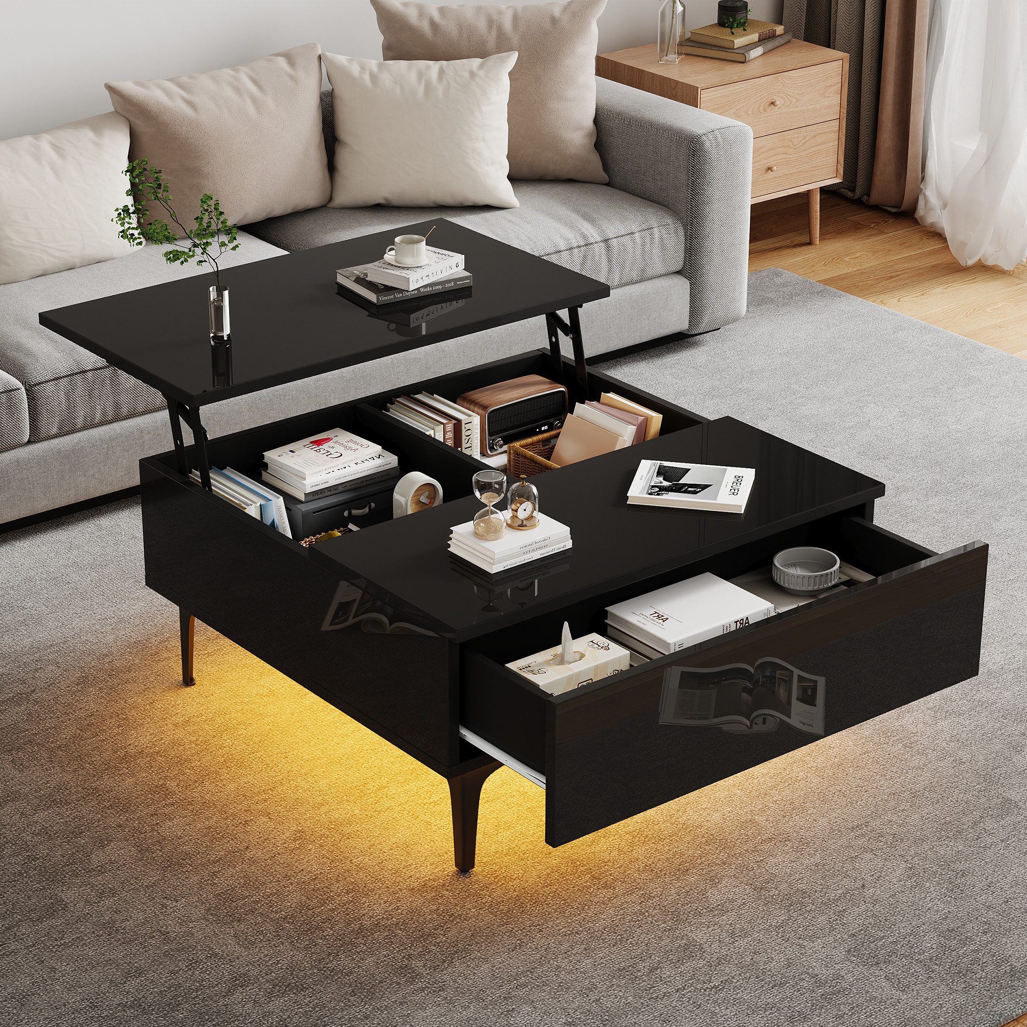 HAUSS SPOLE Couchtisch höhenverstellbarer LED-Kaffeetisch mit günstig online kaufen