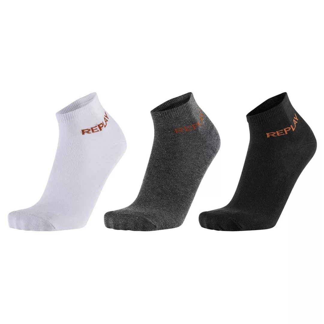 Replay Basic Logo Kurz Socken 3 Paare EU 35-38 Black / Dark Grey Mel / Whit günstig online kaufen