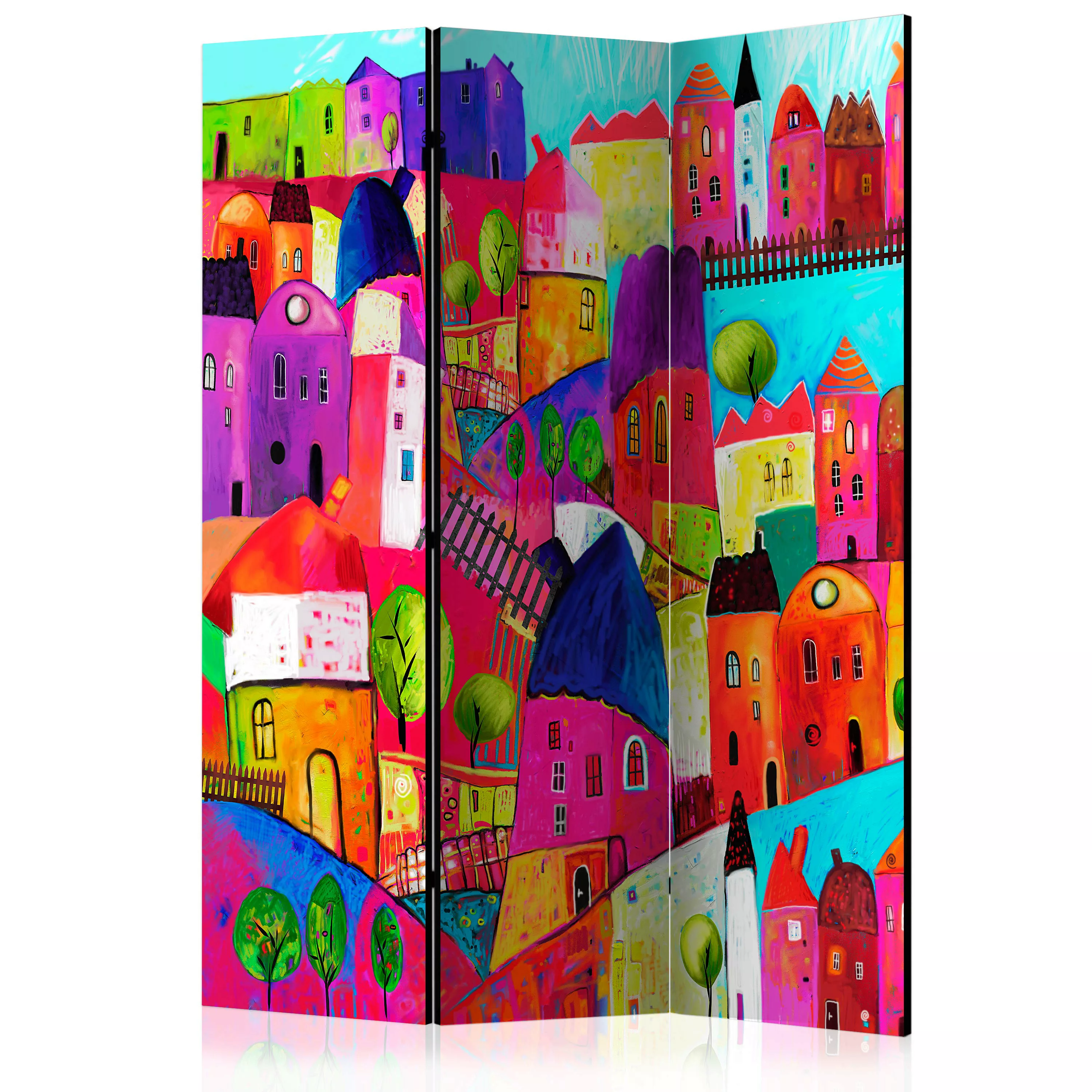 3-teiliges Paravent - Rainbow-hued Town [room Dividers] günstig online kaufen