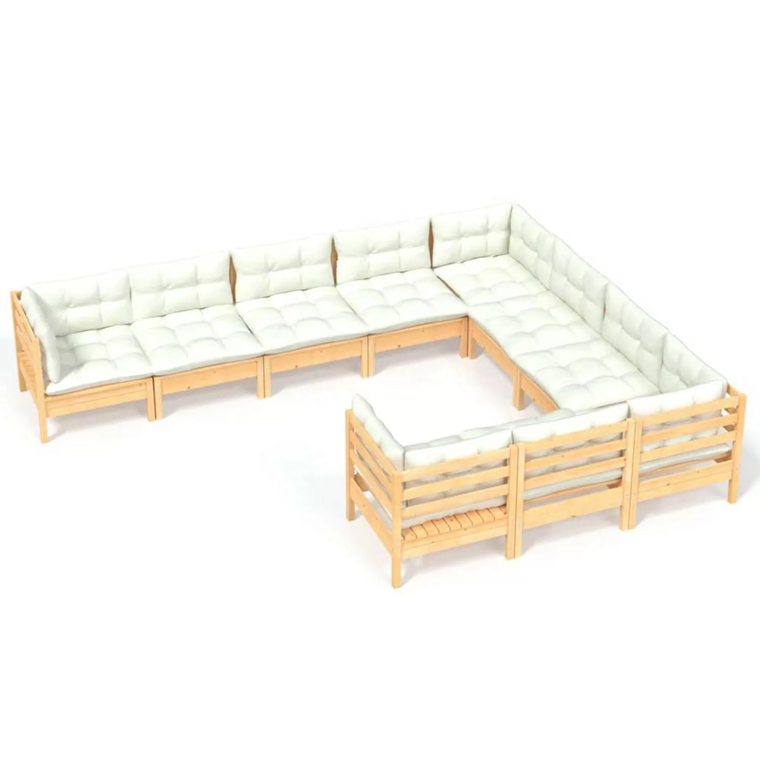 vidaXL 10-tlg Garten-Lounge-Set mit Creme Kissen Kiefernholz Modell 2 günstig online kaufen