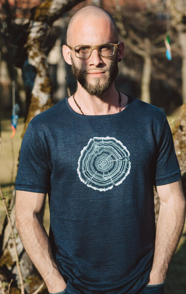Hanf Shirt Für Herren "Treeslice" In Denim Blue günstig online kaufen