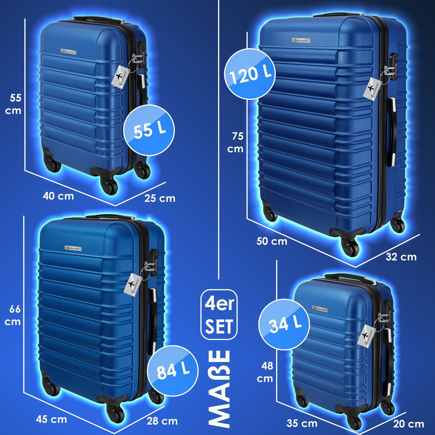 KESSER Kofferset, 4 Rollen, (4 tlg), günstig online kaufen