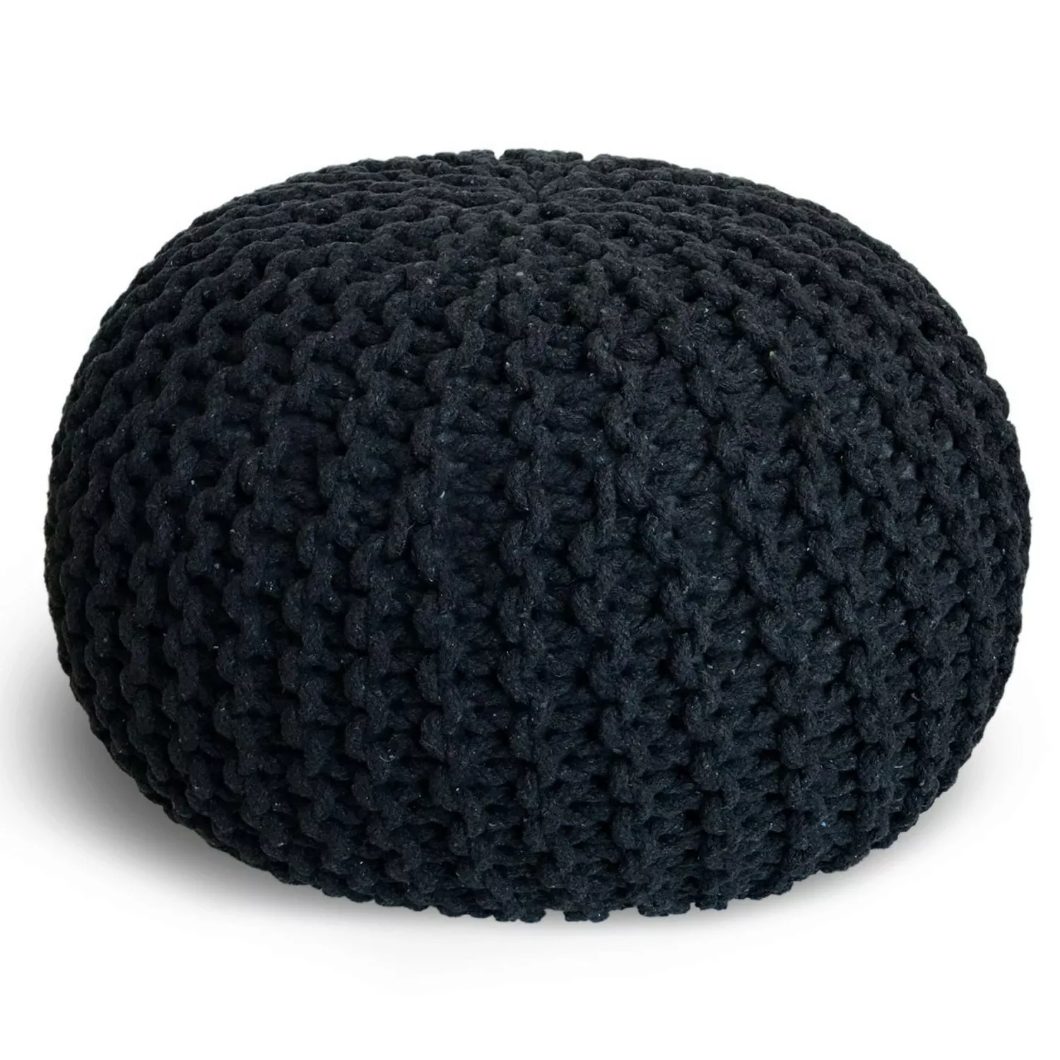 Casamia Pouf 55cm Sitzpouf Bodenkissen Hocker Baumwolle Schwarz günstig online kaufen