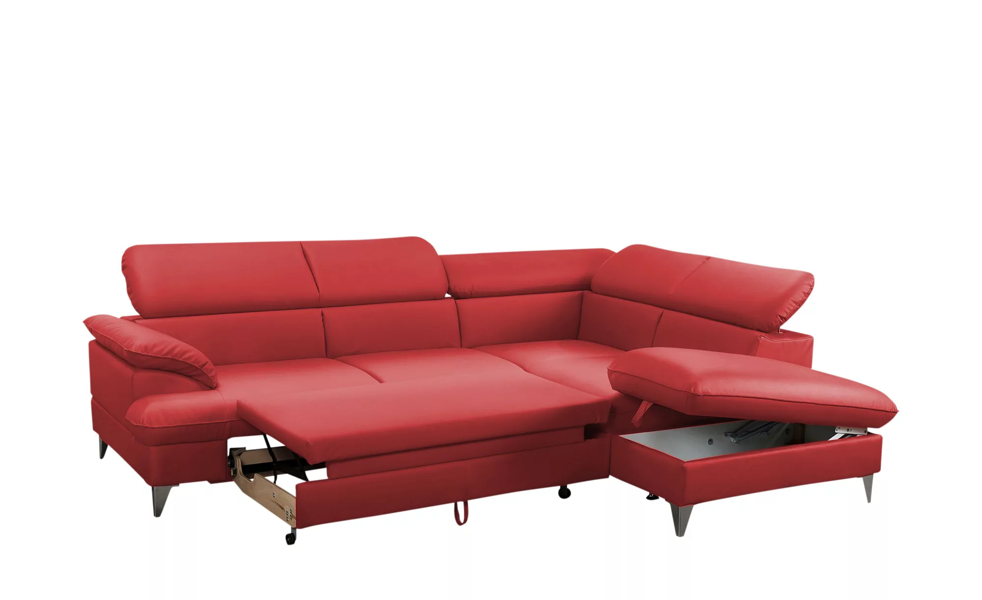 uno Ecksofa aus Kunstleder David ¦ rot ¦ Maße (cm): B: 256 H: 74 T: 208.0 P günstig online kaufen