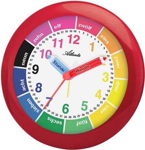 Atlanta 1265/1 Wecker Kinderwecker Quarz Analog Rot Bunt Lernwecker Für Kin günstig online kaufen