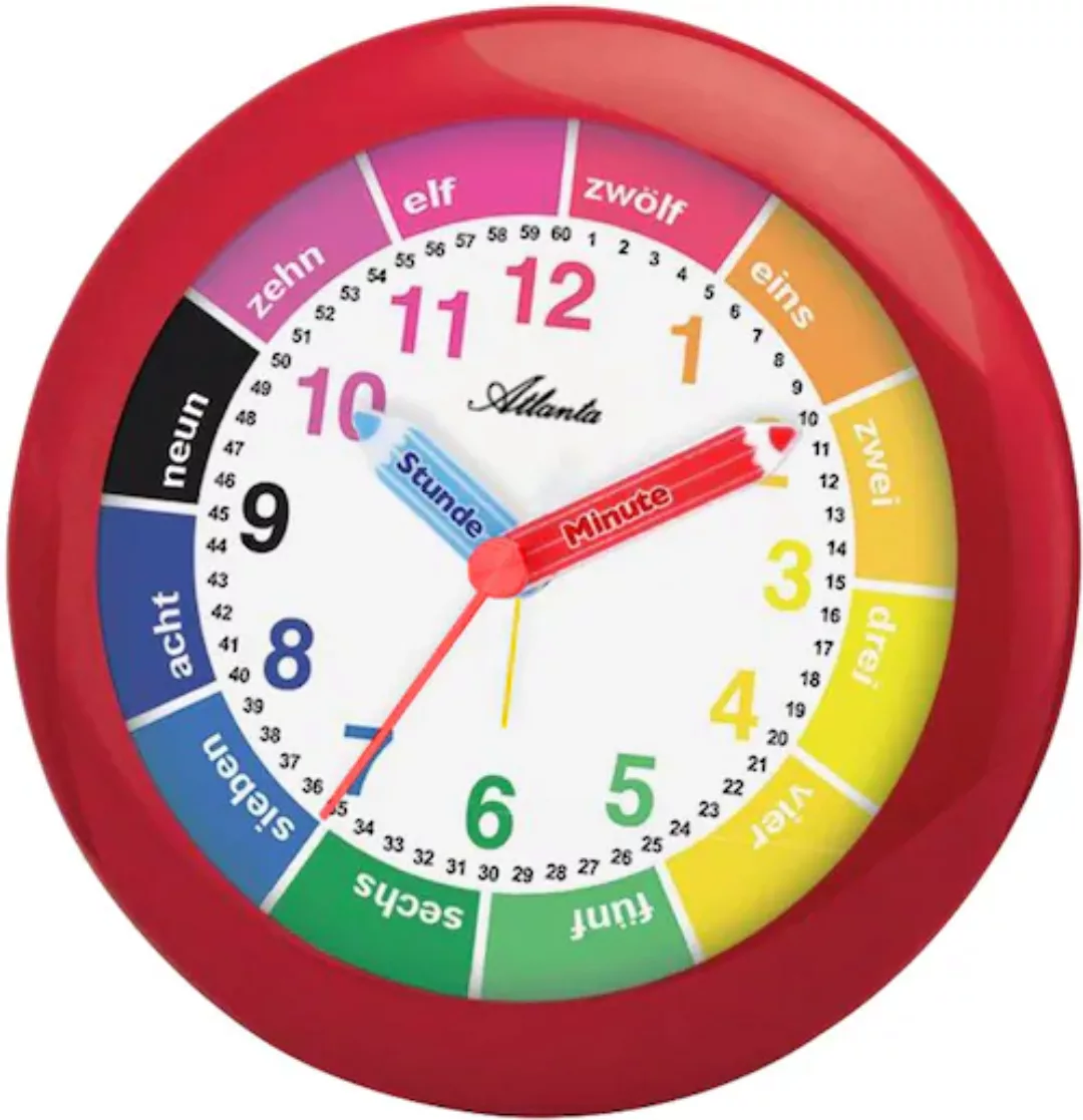 Atlanta 1265/1 Wecker Kinderwecker Quarz Analog Rot Bunt Lernwecker Für Kin günstig online kaufen