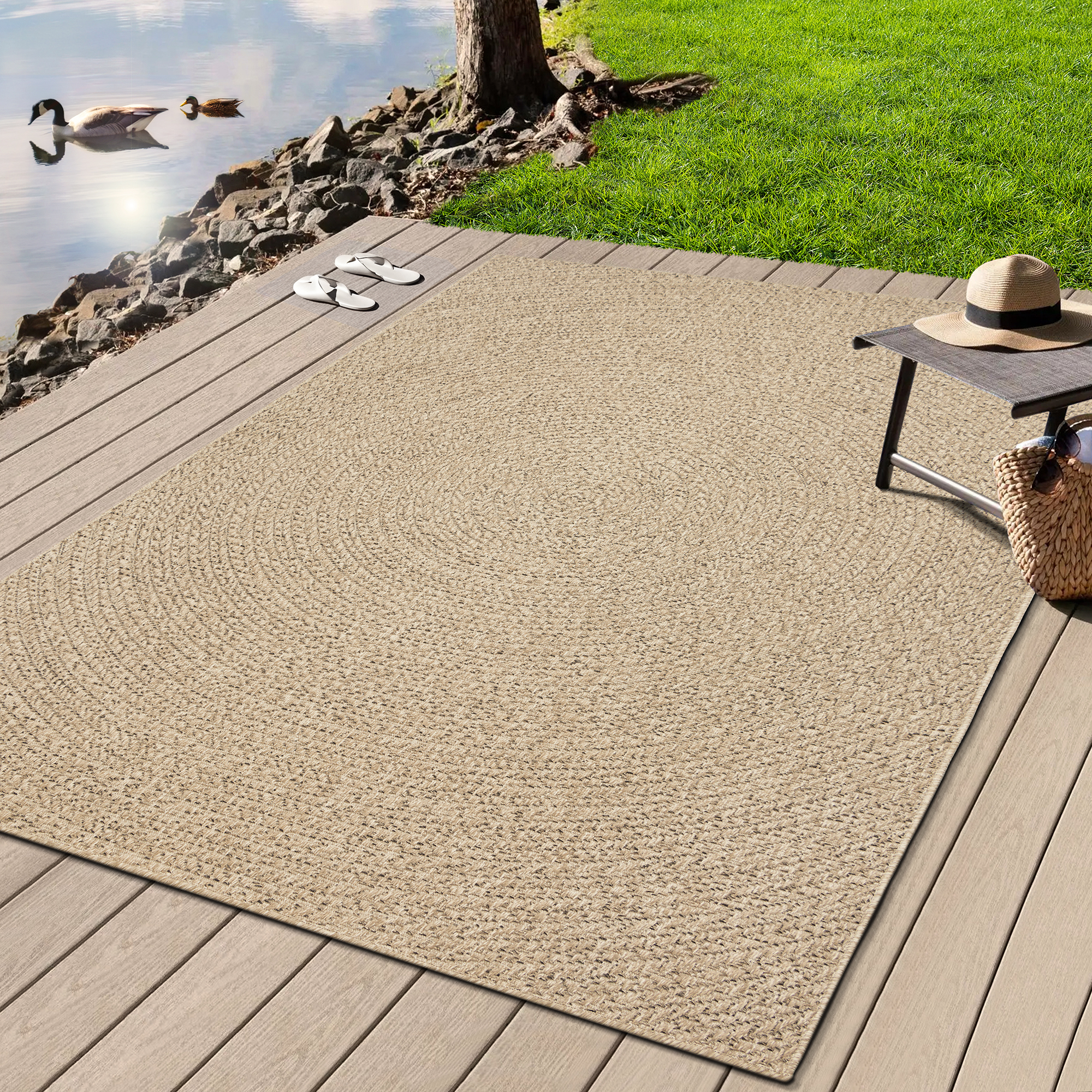 merinos Teppich »Kenzy«, rund, 1 mm Höhe, robuster In- und Outdoor Teppich günstig online kaufen