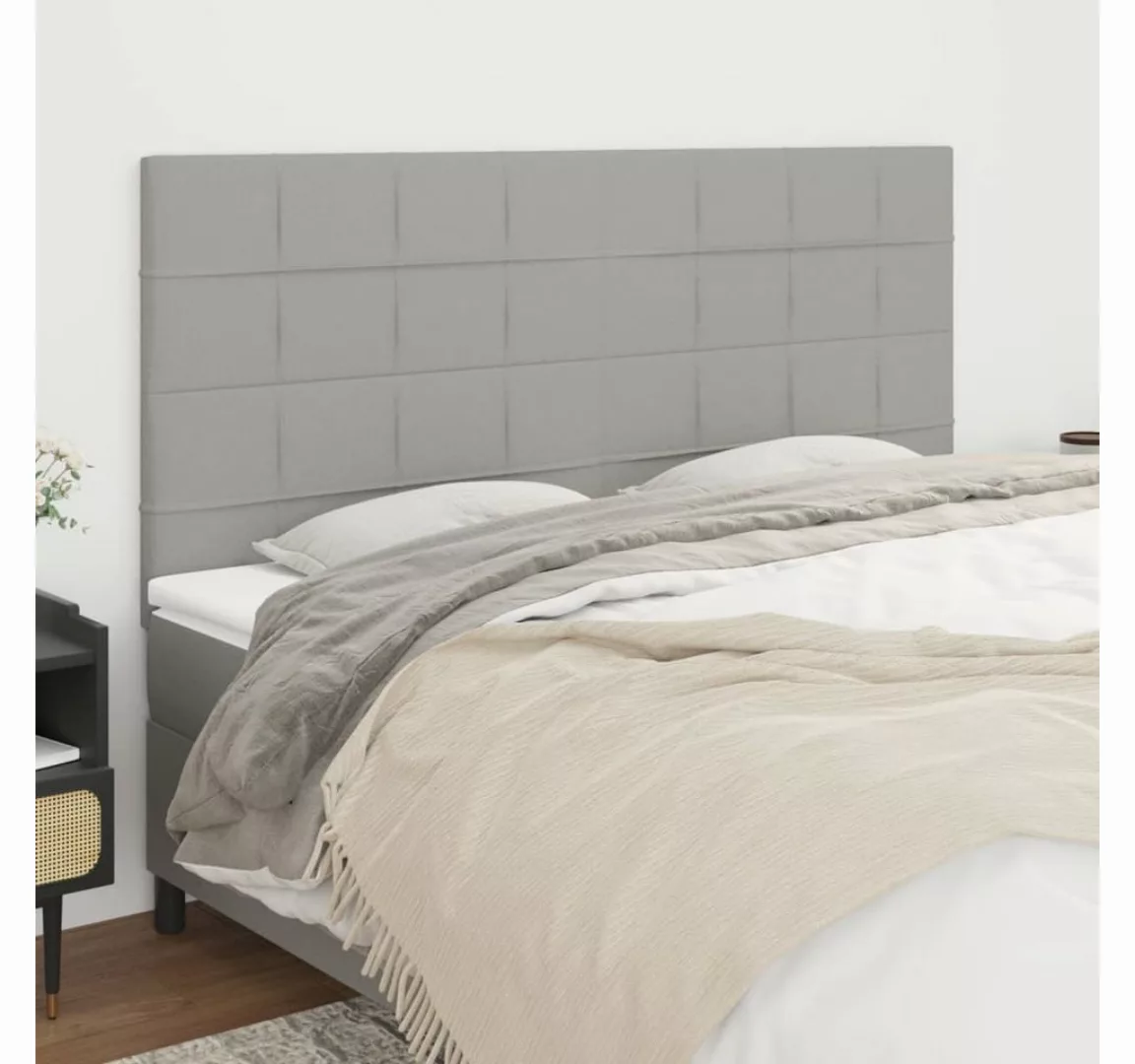 vidaXL Bett, Kopfteile 4 Stk. Hellgrau 80x5x78/88 cm Stoff günstig online kaufen