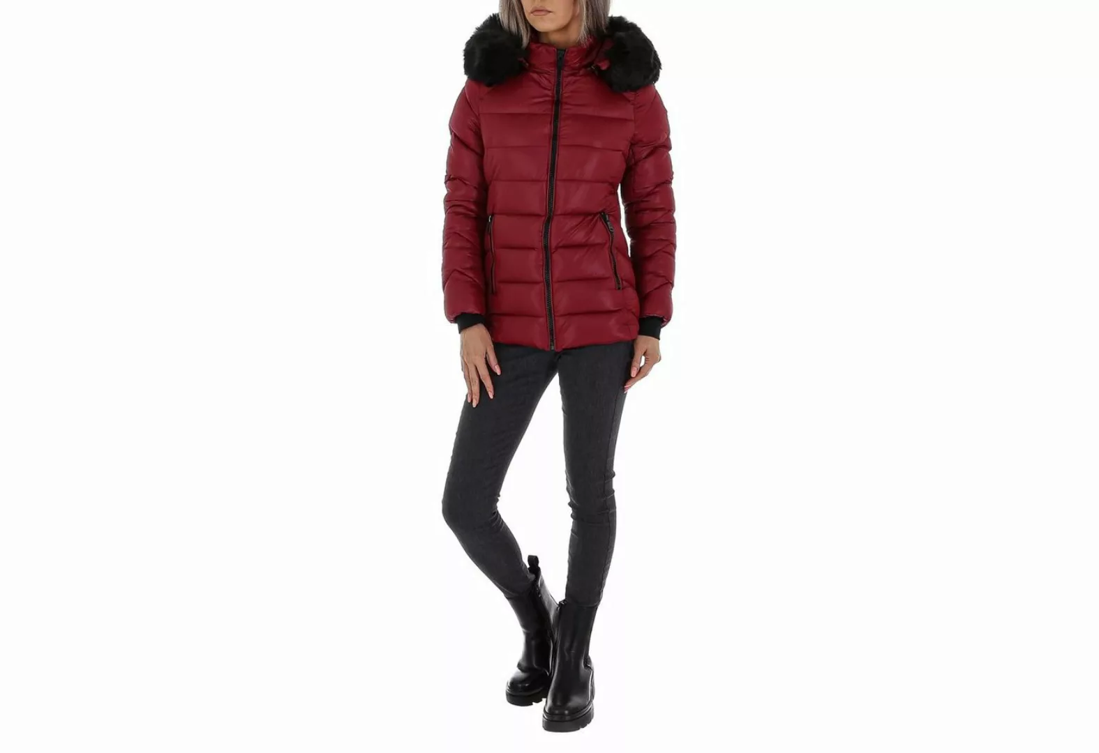 Ital-Design Winterjacke Damen Freizeit Kapuze (abnehmbar) Gefüttert Winterj günstig online kaufen