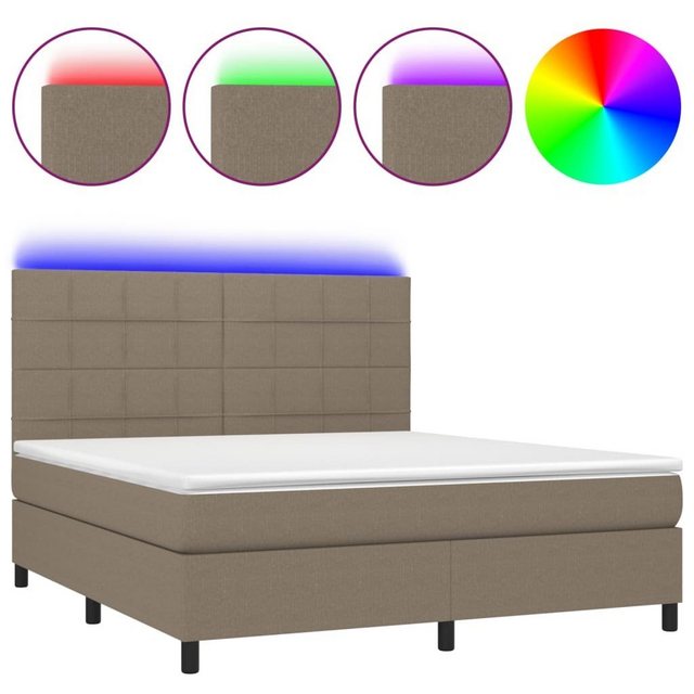 vidaXL Bettgestell Boxspringbett mit Matratze LED Taupe 180x200 cm Stoff Be günstig online kaufen