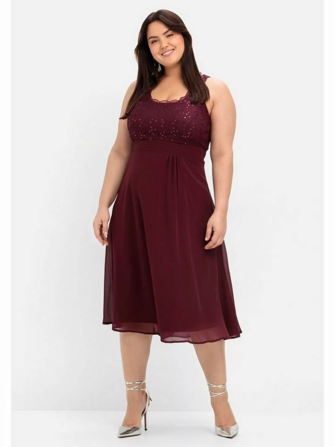 Sheego Cocktailkleid Große Größen mit Spitze und Pailletten günstig online kaufen