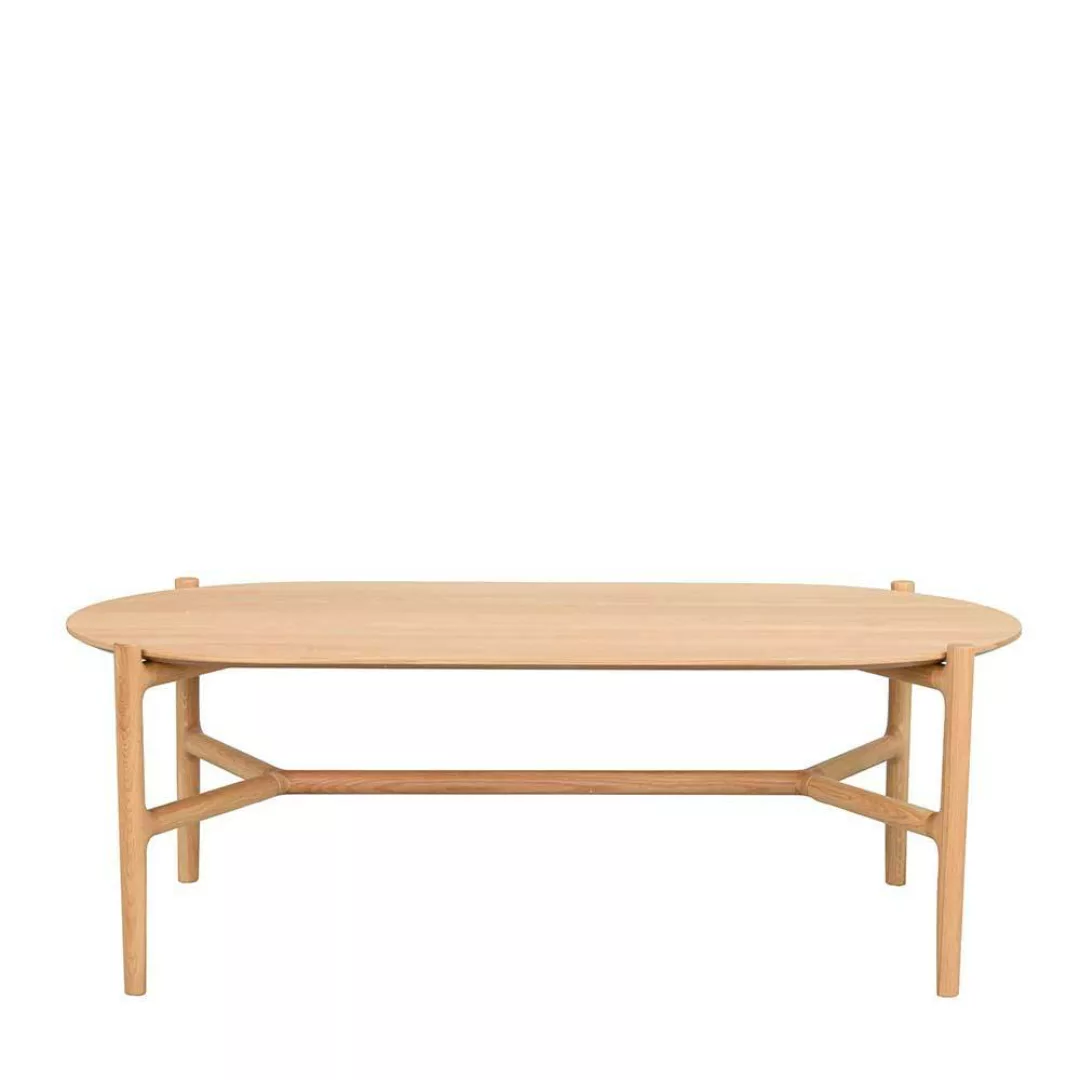 Wohnzimmer Tisch oval mit Vierfußgestell Eiche Massivholz günstig online kaufen
