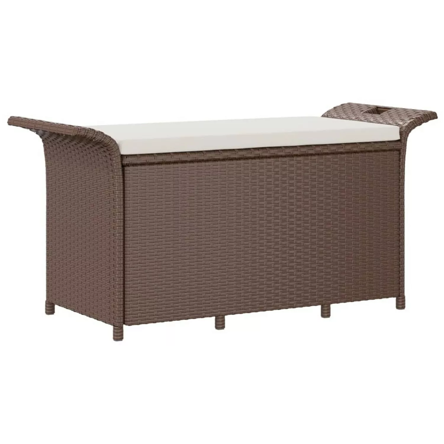 vidaXL Gartenbank mit Kissen Braun 116x46x57 cm Poly Rattan günstig online kaufen