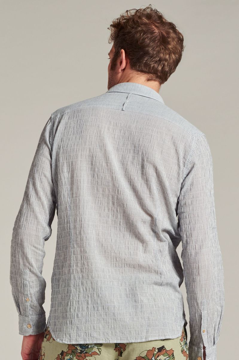 Dstrezzed Hemd Seersucker Stripe Blau - Größe L günstig online kaufen