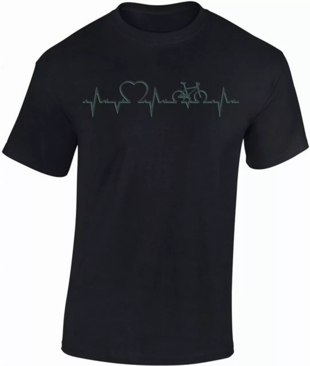 Baddery Print-Shirt Fahrrad T-Shirt: "Heartbeat Bike", hochwertiger Siebdru günstig online kaufen