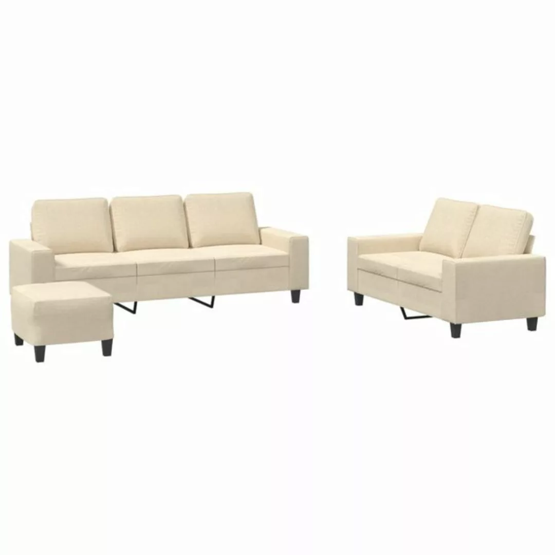 vidaXL Sofa 3-tlg. Sofagarnitur Creme Stoff günstig online kaufen