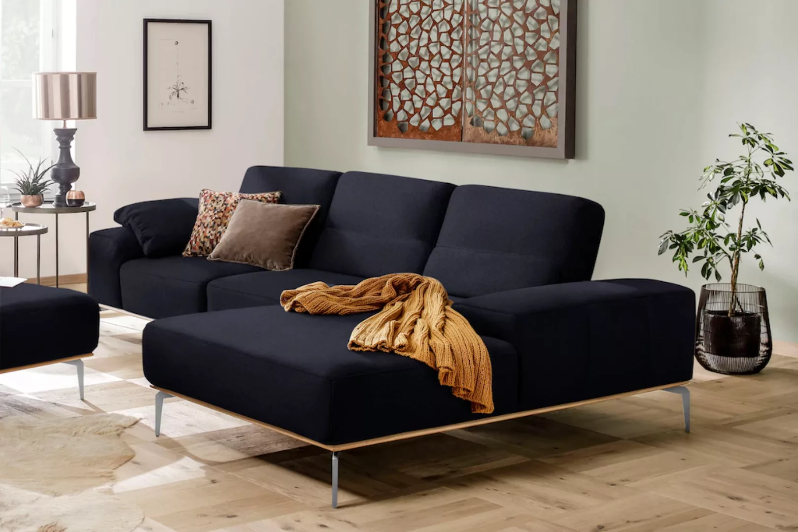 W.SCHILLIG Ecksofa run, mit elegantem Holzsockel, Füße in Chrom glänzend, B günstig online kaufen