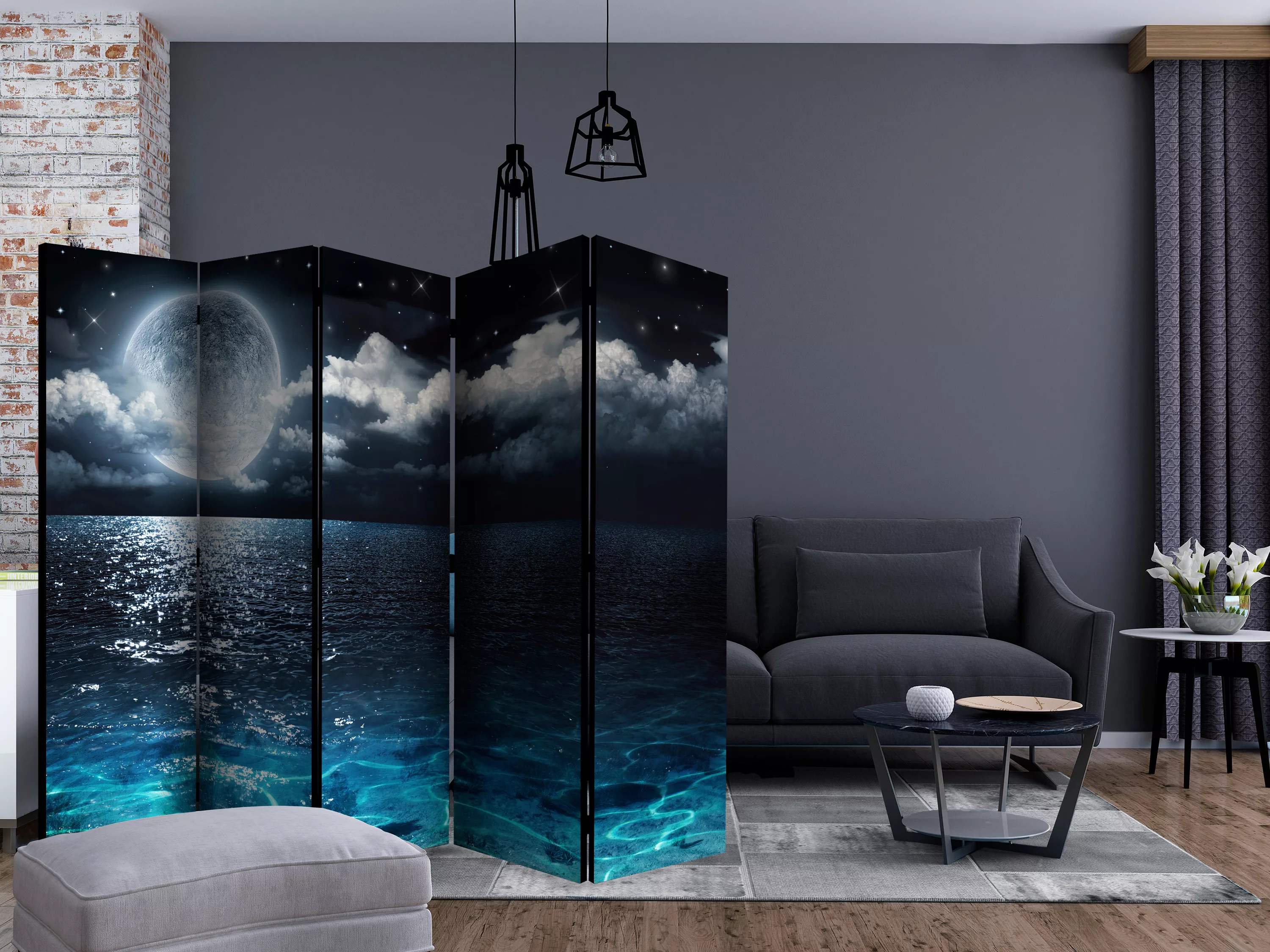 5-teiliges Paravent - Blue Lagoon Ii [room Dividers] günstig online kaufen