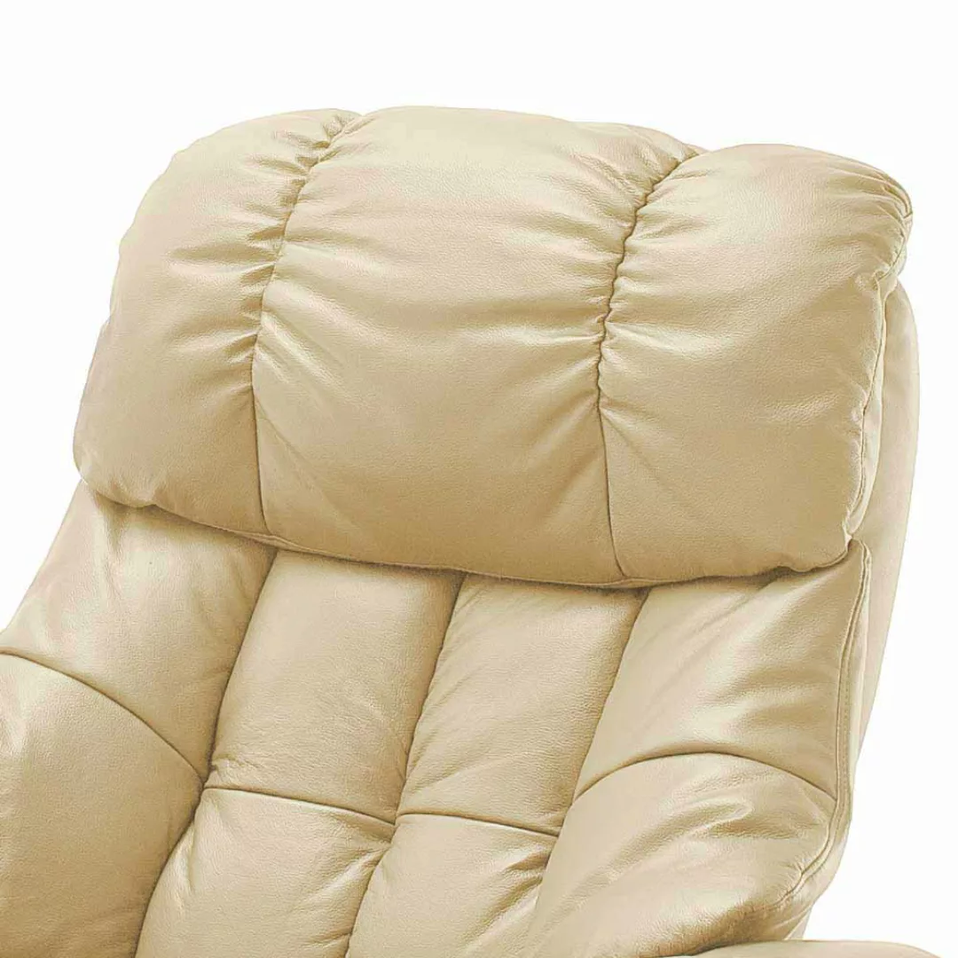 TV Sessel mit Relaxfunktion Creme Weiß Leder (zweiteilig) günstig online kaufen