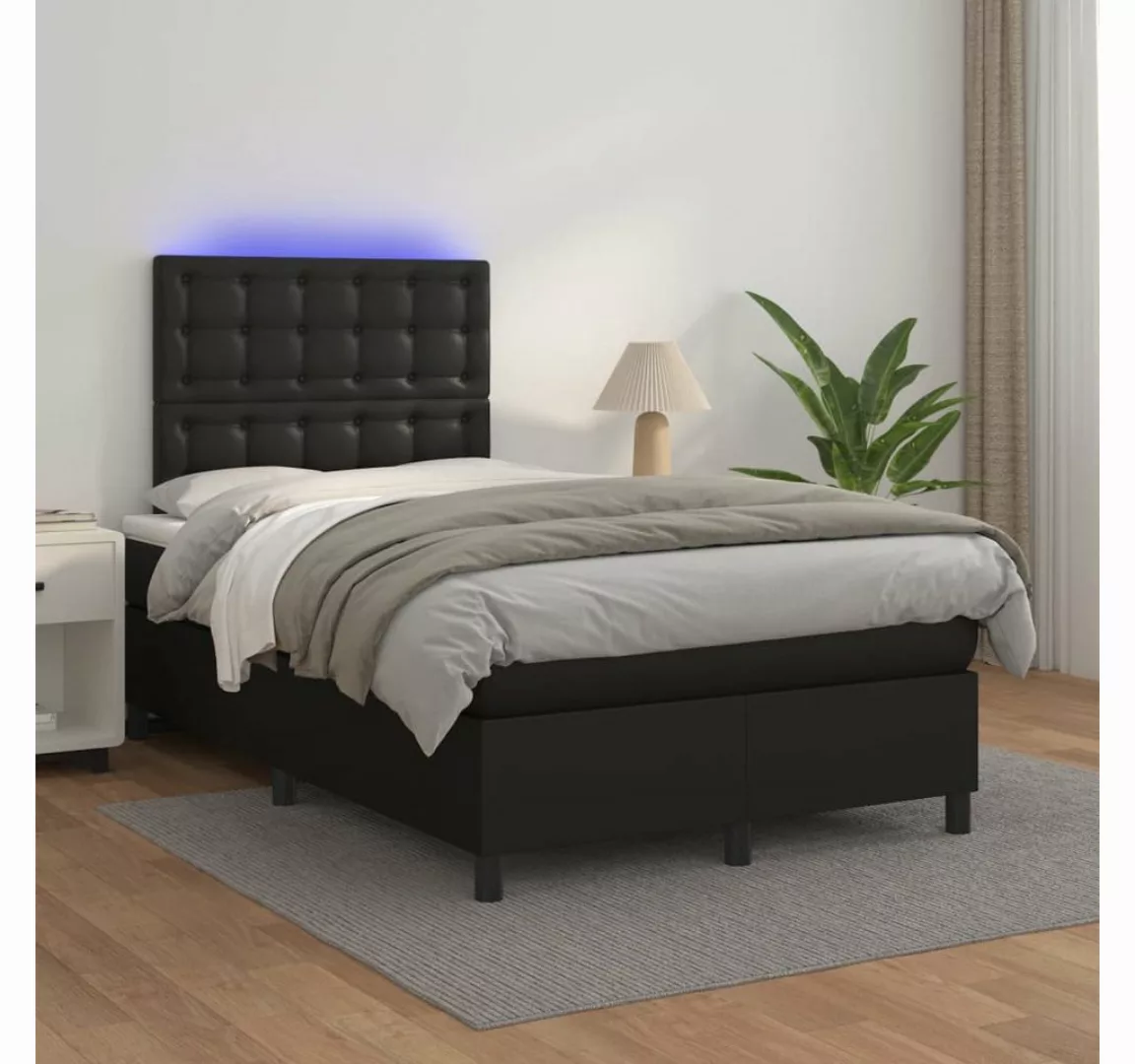 vidaXL Boxspringbett Boxspringbett mit Matratze & LED Kunstleder (120 x 200 günstig online kaufen