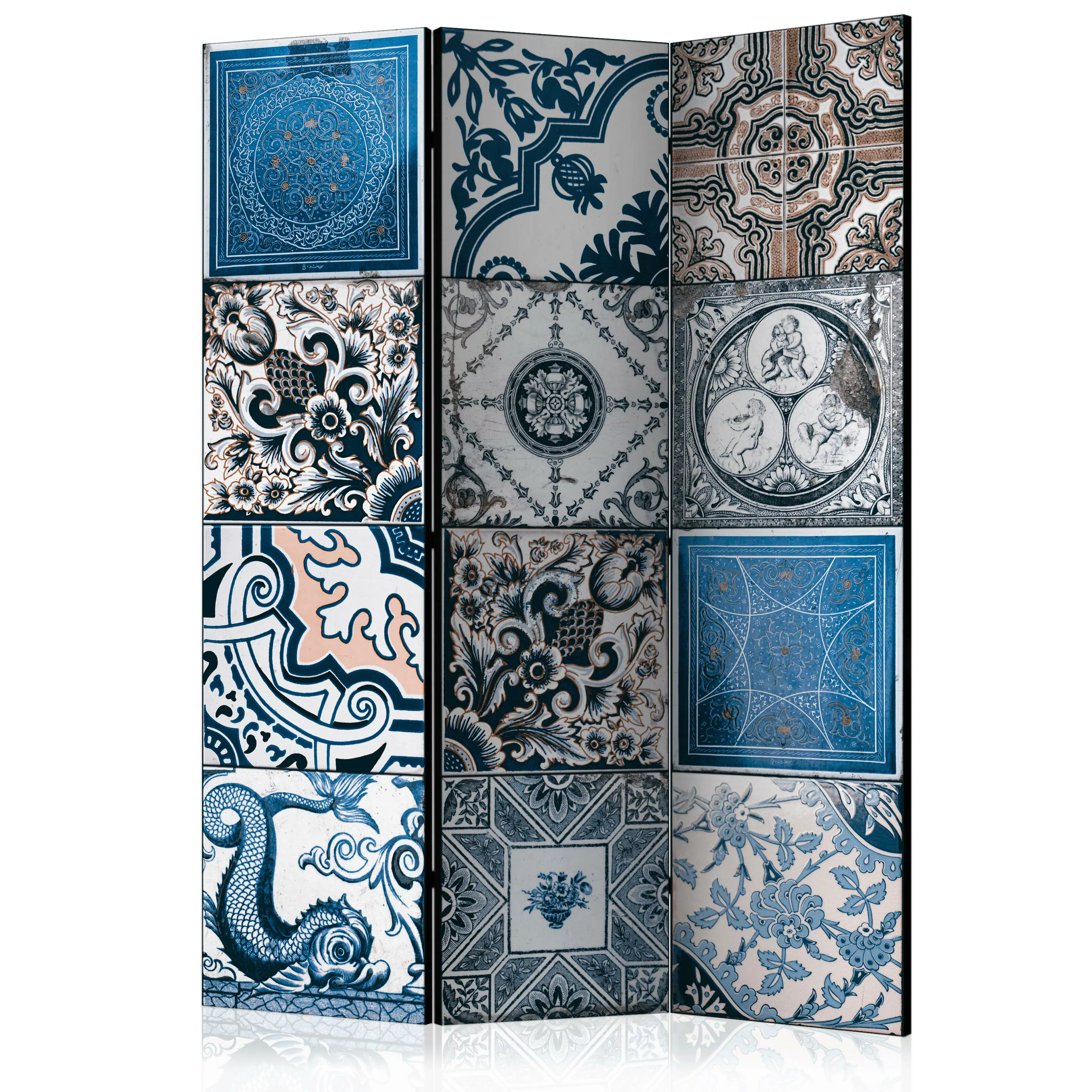 3-teiliges Paravent - Blue Arabesque [room Dividers] günstig online kaufen