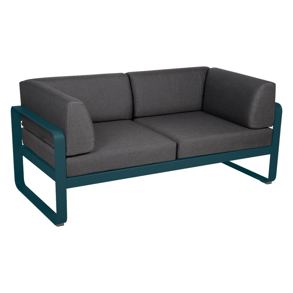 Bellevie 2-Sitzer Club Sofa 21 Acapulcoblau A3 Graphitgrau günstig online kaufen