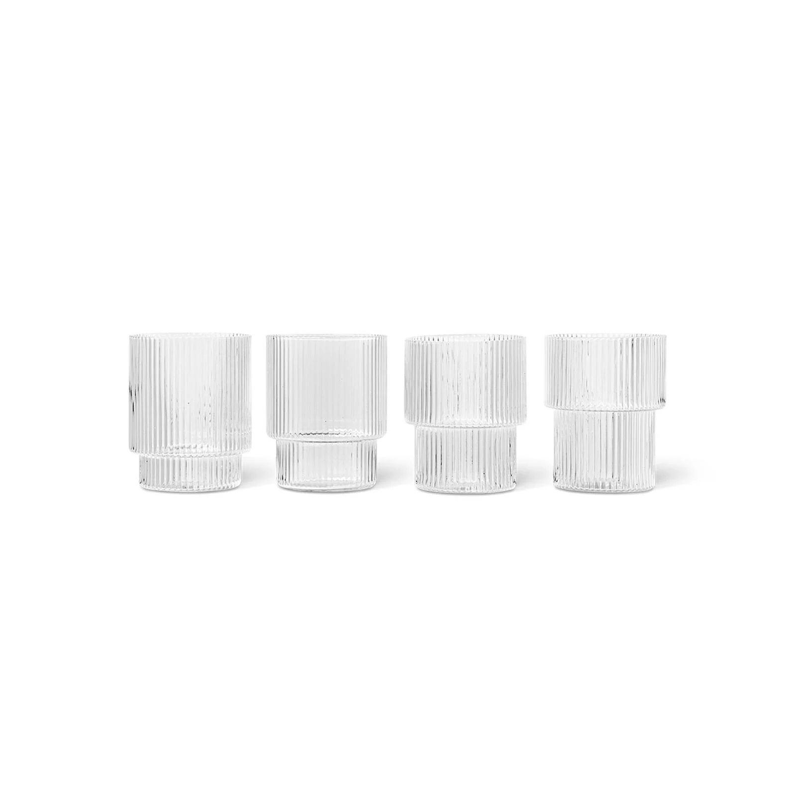 ferm LIVING Glas Ripple, klar, 200 ml, mundgeblasen, 4er-Set günstig online kaufen