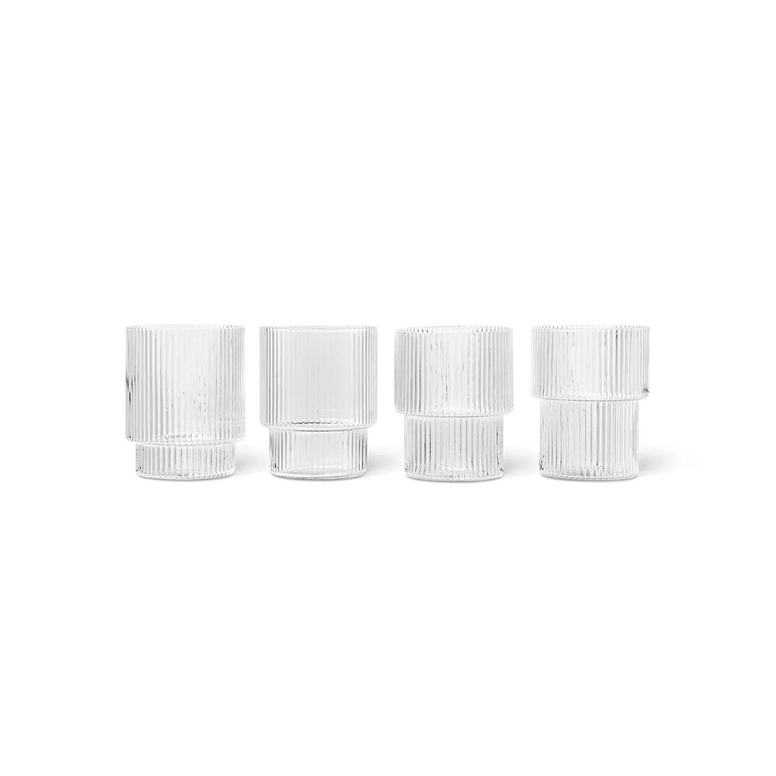 ferm LIVING Glas Ripple, klar, 200 ml, mundgeblasen, 4er-Set günstig online kaufen