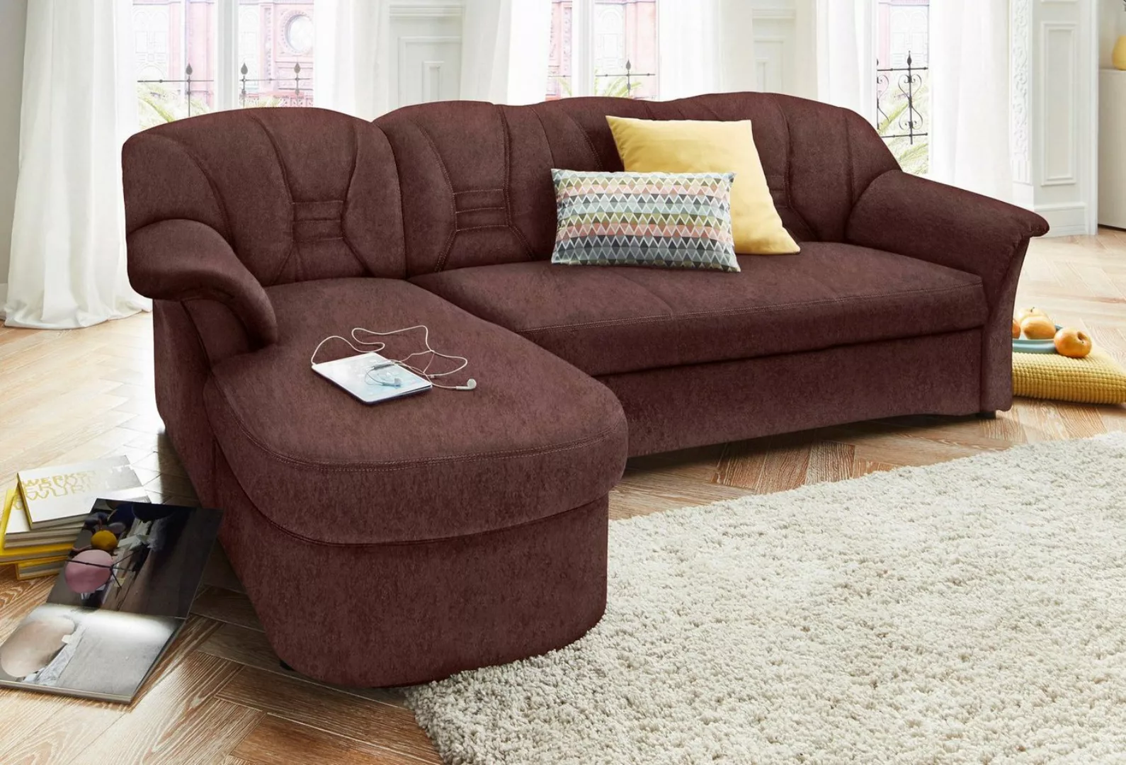 DOMO collection Ecksofa "Elva L-Form", wahlweise mit Bettfunktion und Feder günstig online kaufen